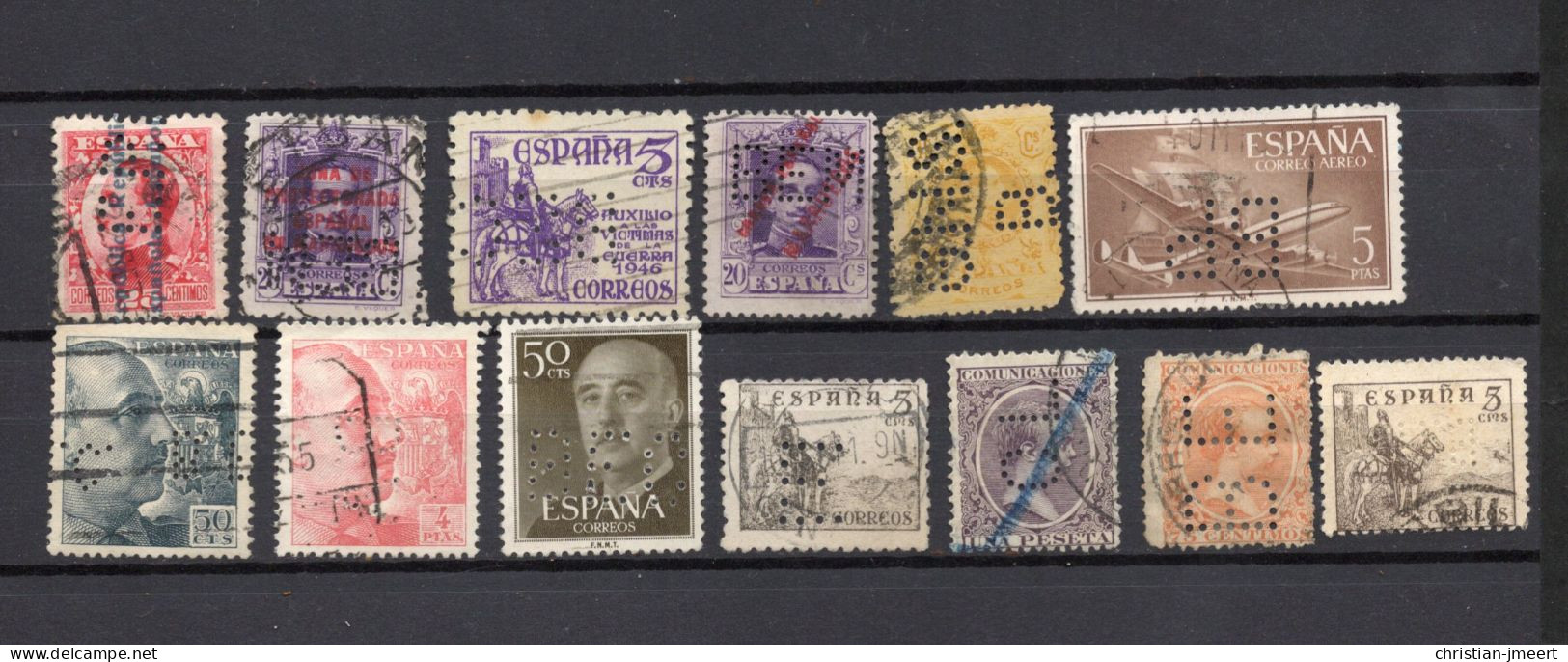 Perforés  Perfins  Espagne  13 Timbres - Collezioni