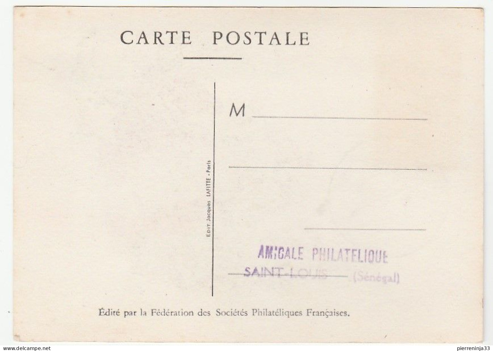 Carte Journée Du Timbre, Saint Louis / Sénégal, 1948, Diligence - Brieven En Documenten