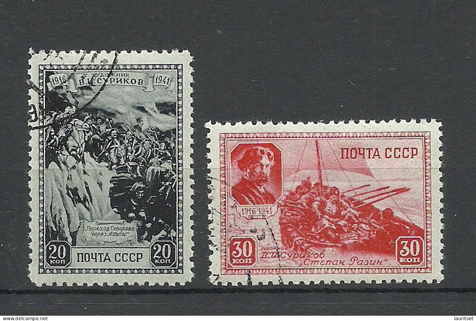 RUSSLAND RUSSIA 1941 Michel 814 - 815 O W. Surikow - Used Stamps
