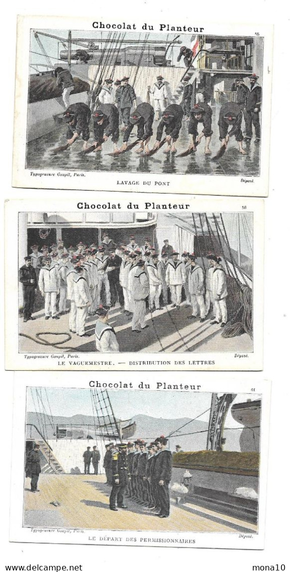 Chocolat Du Planteur - 3 Chromos- Lavage Pont, Permissionnaires, Vaguemesttre - Altri & Non Classificati