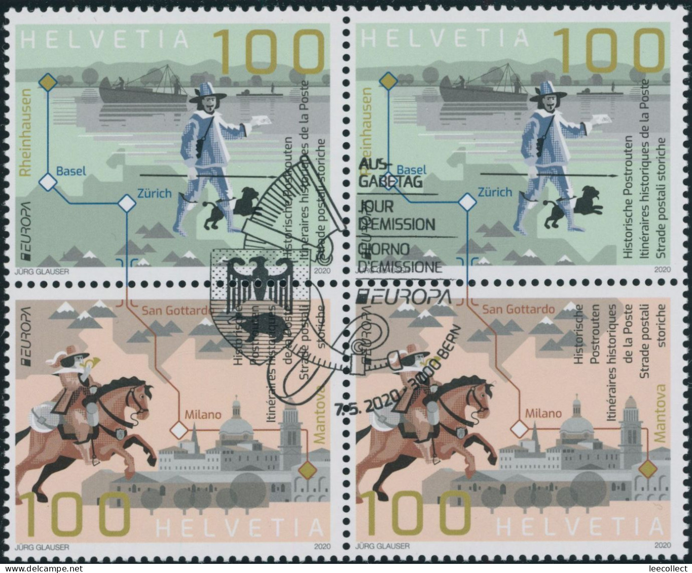 Suisse - 2020 - Europa - Viererblock - Ersttag Stempel ET - Gebraucht