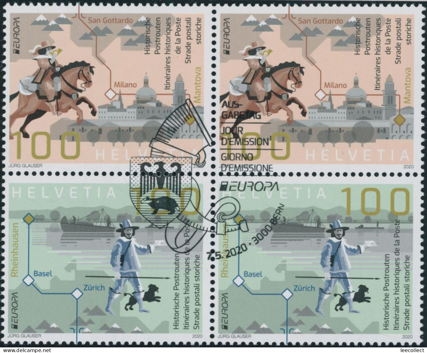 Suisse - 2020 - Europa - Viererblock - Ersttag Stempel ET - Oblitérés