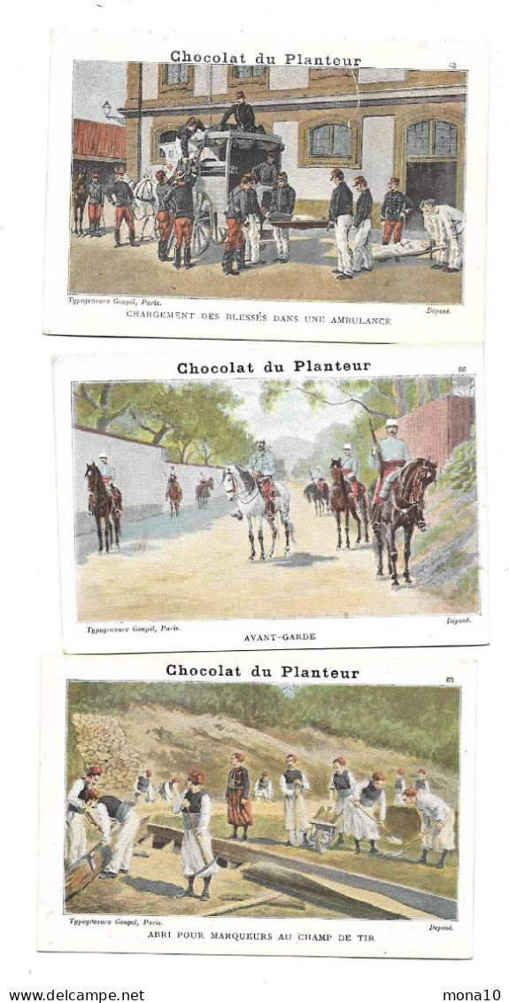 Chocolat Du Planteur - 3 Chromos- Blessés, Avant Garde, Abri Marqueurs Champ De Tir - Other & Unclassified