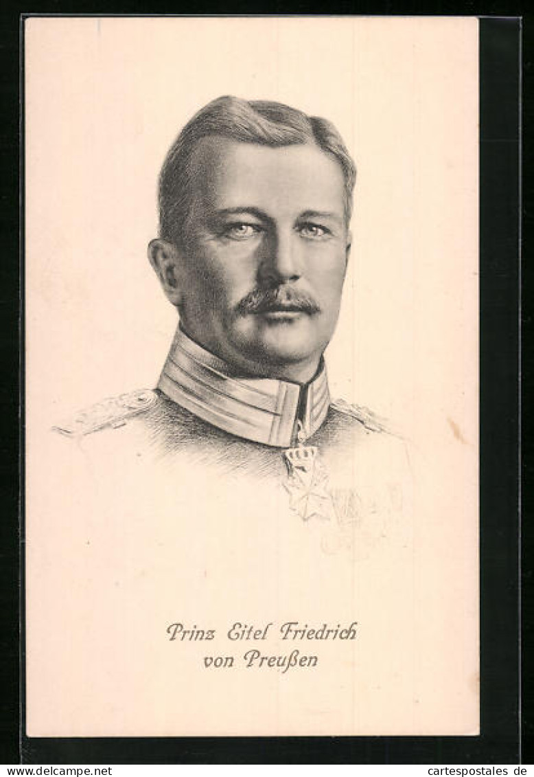 AK Prinz Eitel Friedrich Von Preussen In Uniform, Zeichnung  - Koninklijke Families