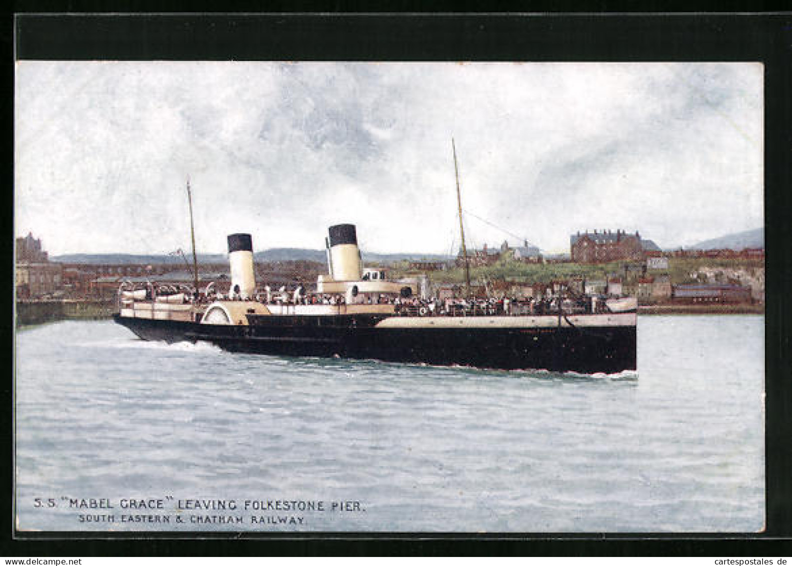 Künstler-AK Passagierschiff SS Mabel Grace Den Folkestone Pier Verlassend  - Passagiersschepen