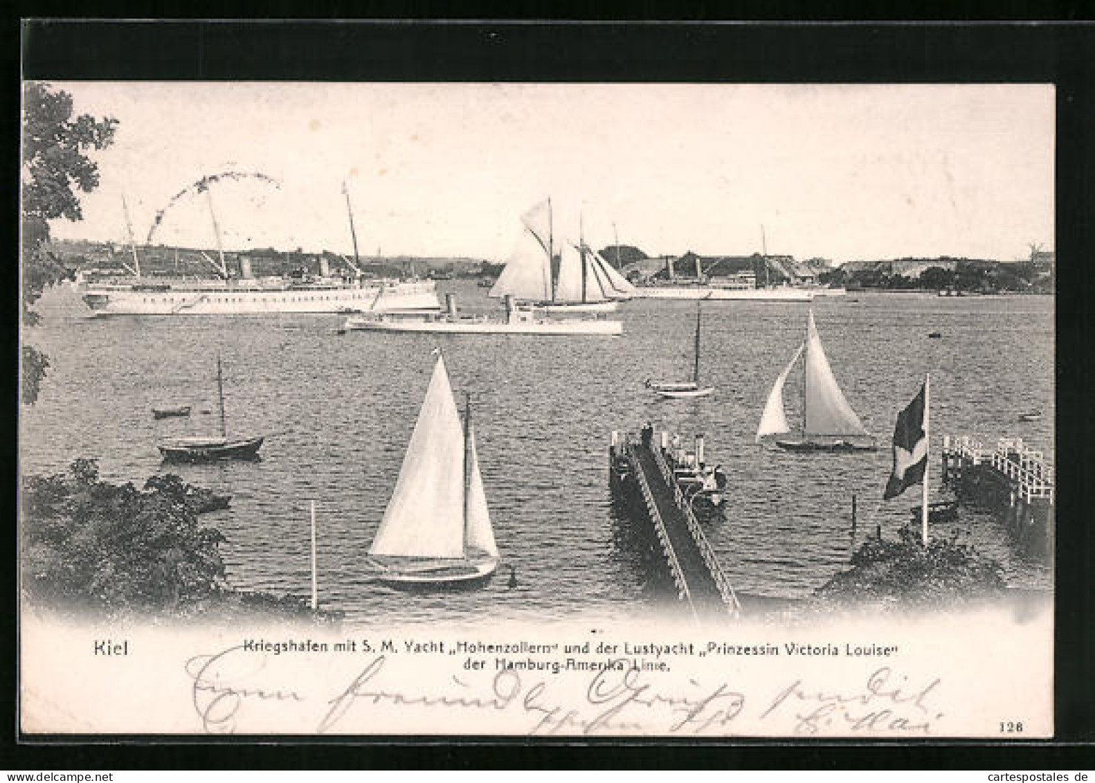 AK Kriegshafen Mit SM Yacht Hohenzollern Und Der Lustyacht Prinzessin Victoria Louise Der H.-A.-Linie  - Guerra