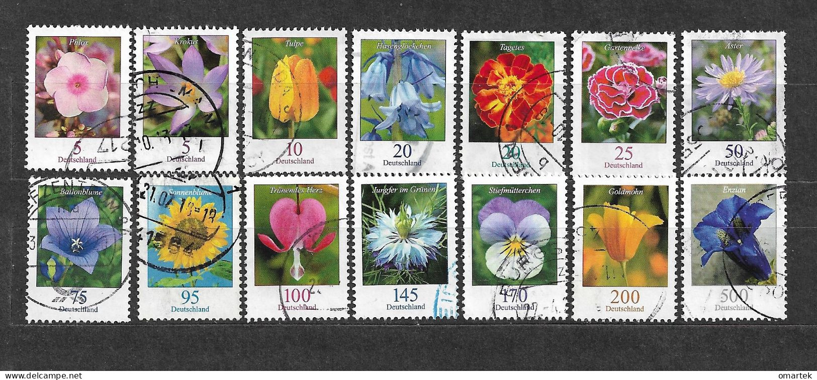 Deutschland Germany BRD ⊙ 14 Stamps Flowers, Freimarken Blumen. Lot 3. - Usados