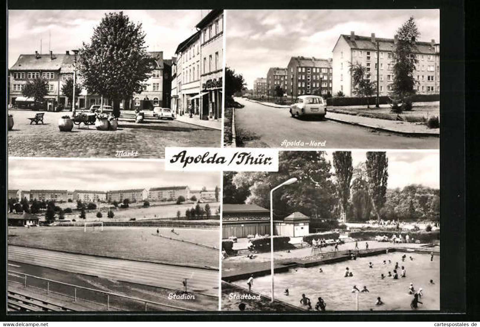 AK Apolda /Thür., Markt, Apolda-Nord, Stadion, Stadtbad  - Apolda