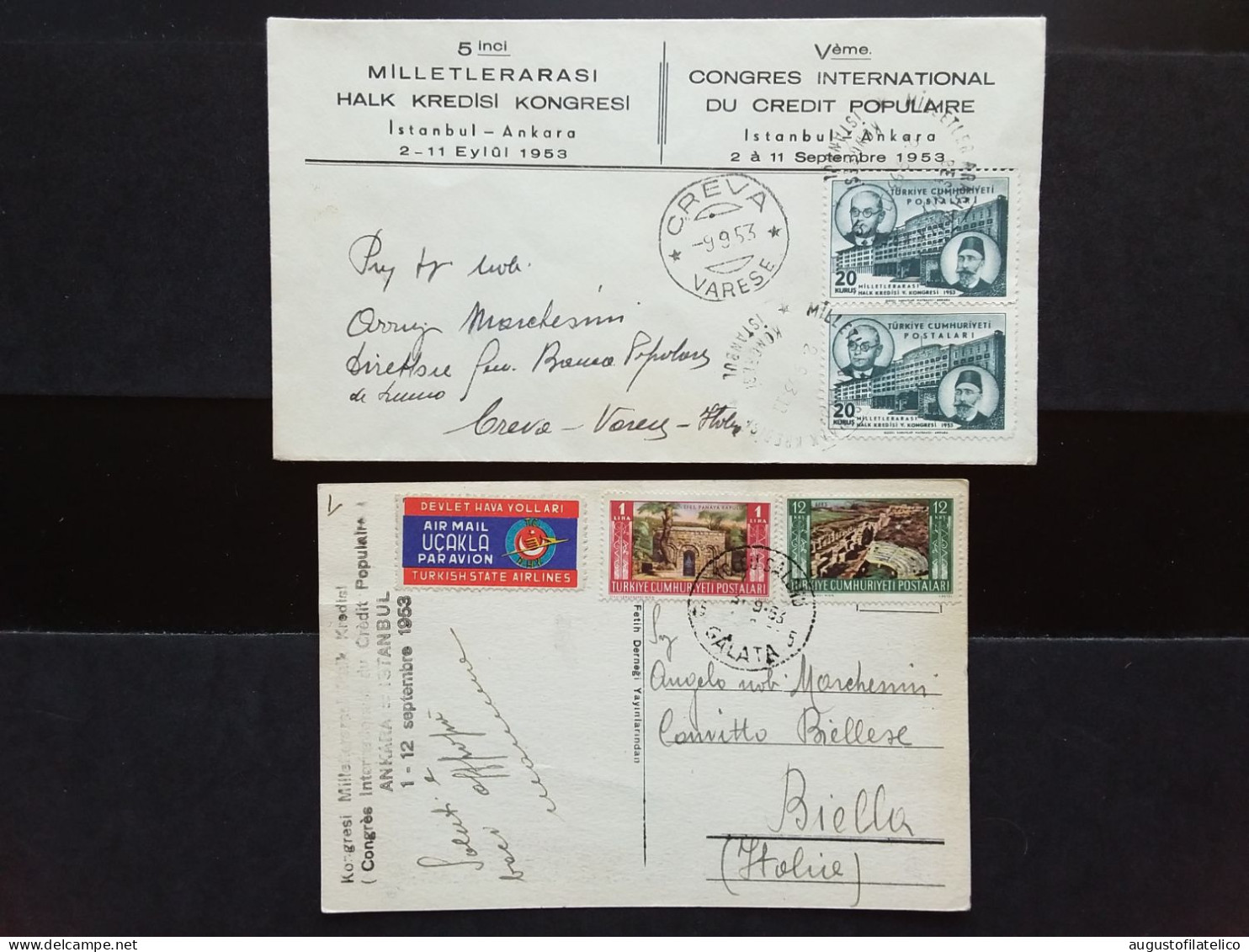 TURCHIA - 5° Congresso 1953 Istanbul-Ankara - Viaggiate + Spese Postali - Brieven En Documenten
