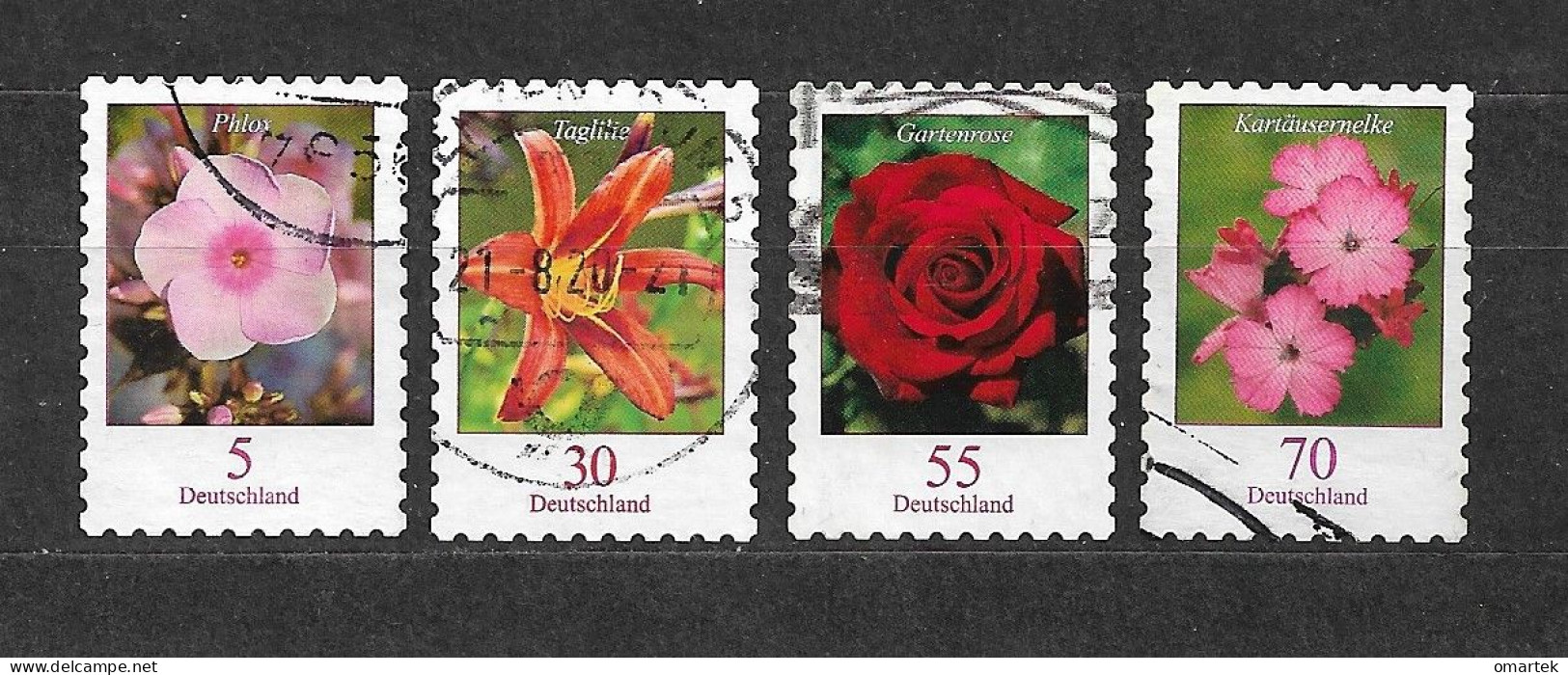 Deutschland Germany BRD ⊙ 4 Stamps Flowers, Freimarken Blumen. Lot 9. - Gebraucht