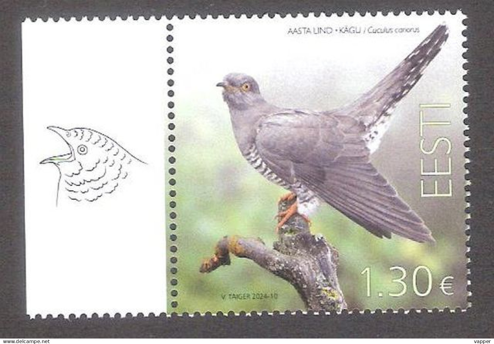 Bird Of The Year -the Common Cuckoo Estonia 2024 MNH  Stamp  Mi 1103 - Kuckucke & Turakos