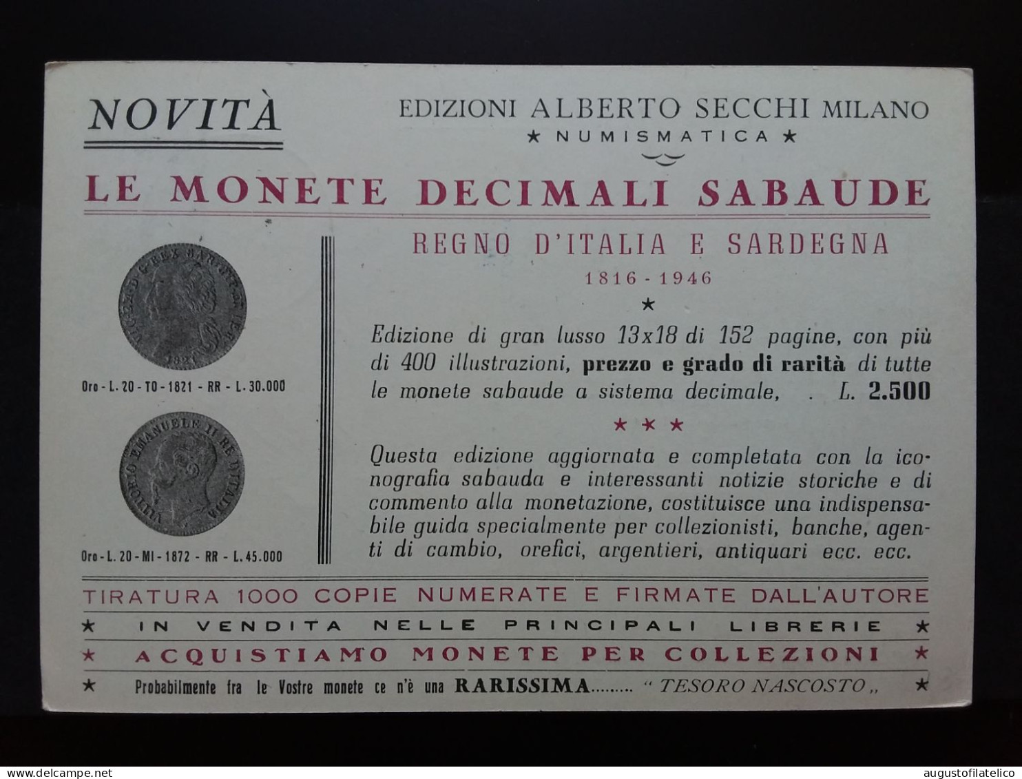 REPUBBLICA - Cartolina Postale Pubblicitaria + Spese Postali - 1946-60: Marcophilia