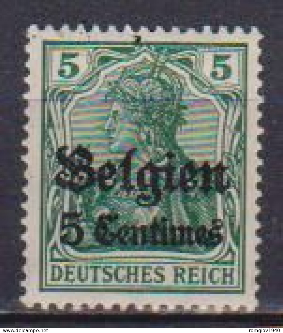 GERMANIA REICH OCCUPAZIONI TEDESCHE DEL BELGIO FRANCOBOLLI DI GERMANIA SOPRASTAMPATI  UNIF. 2 MLH VF - Occupation 1914-18