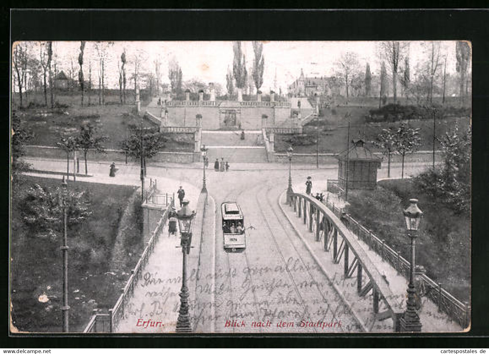 AK Erfurt, Strassenbahn Am Stadtpark  - Tramways