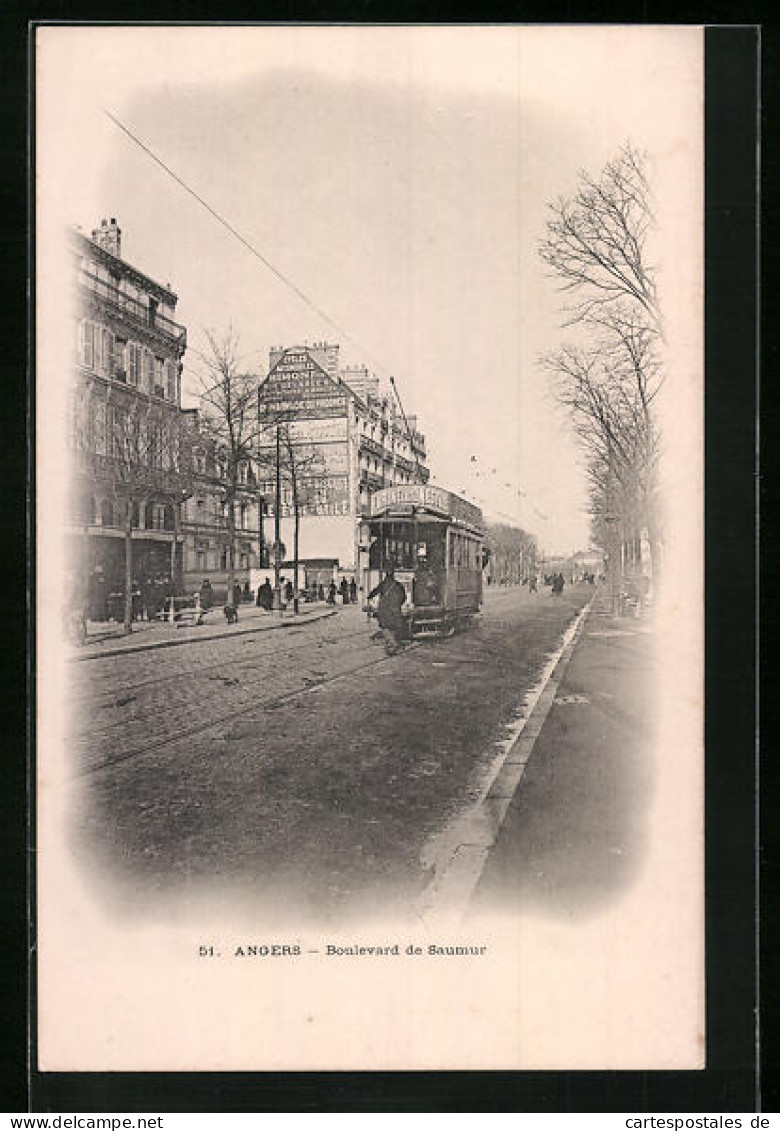 AK Angers, Boulevard De Saumur, Strassenbahn  - Tram