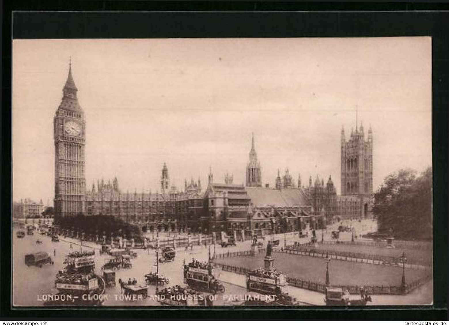 AK London, Clock Tower And Houses Of Parliament, Strassenbahn  - Tramways