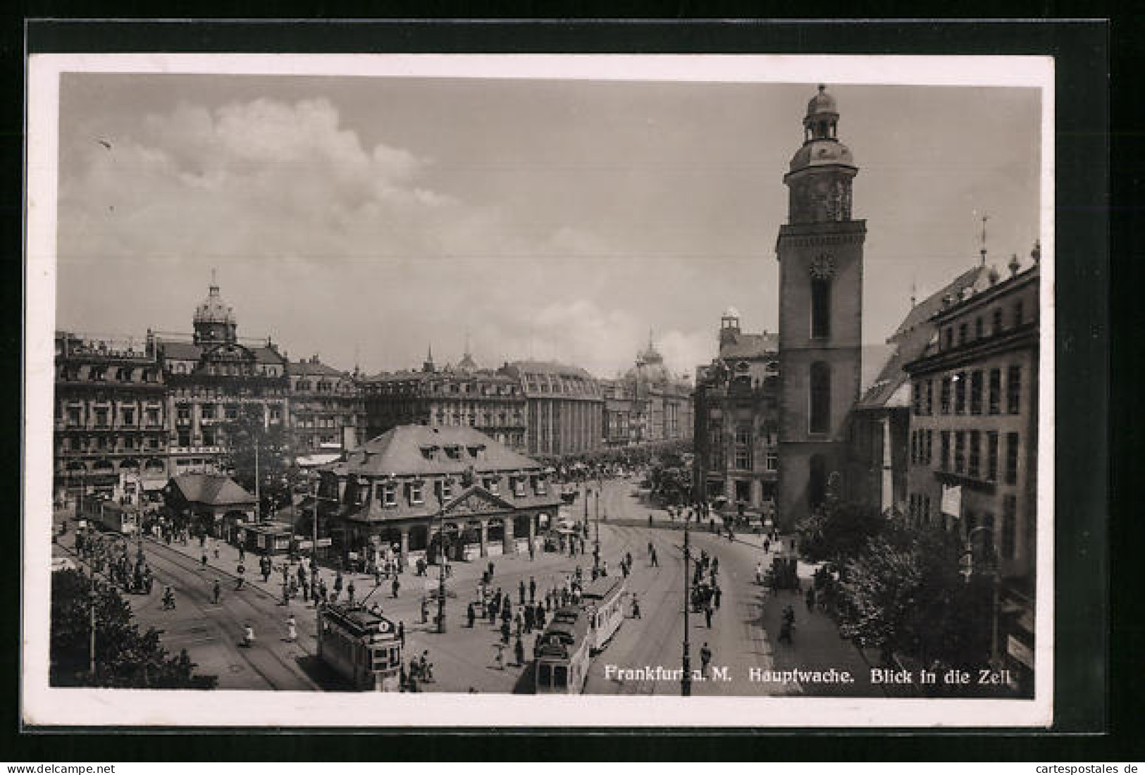 AK Frankfurt A. M., Café Hauptwache Mit Blick In Die Zeil, Strassenbahn  - Strassenbahnen