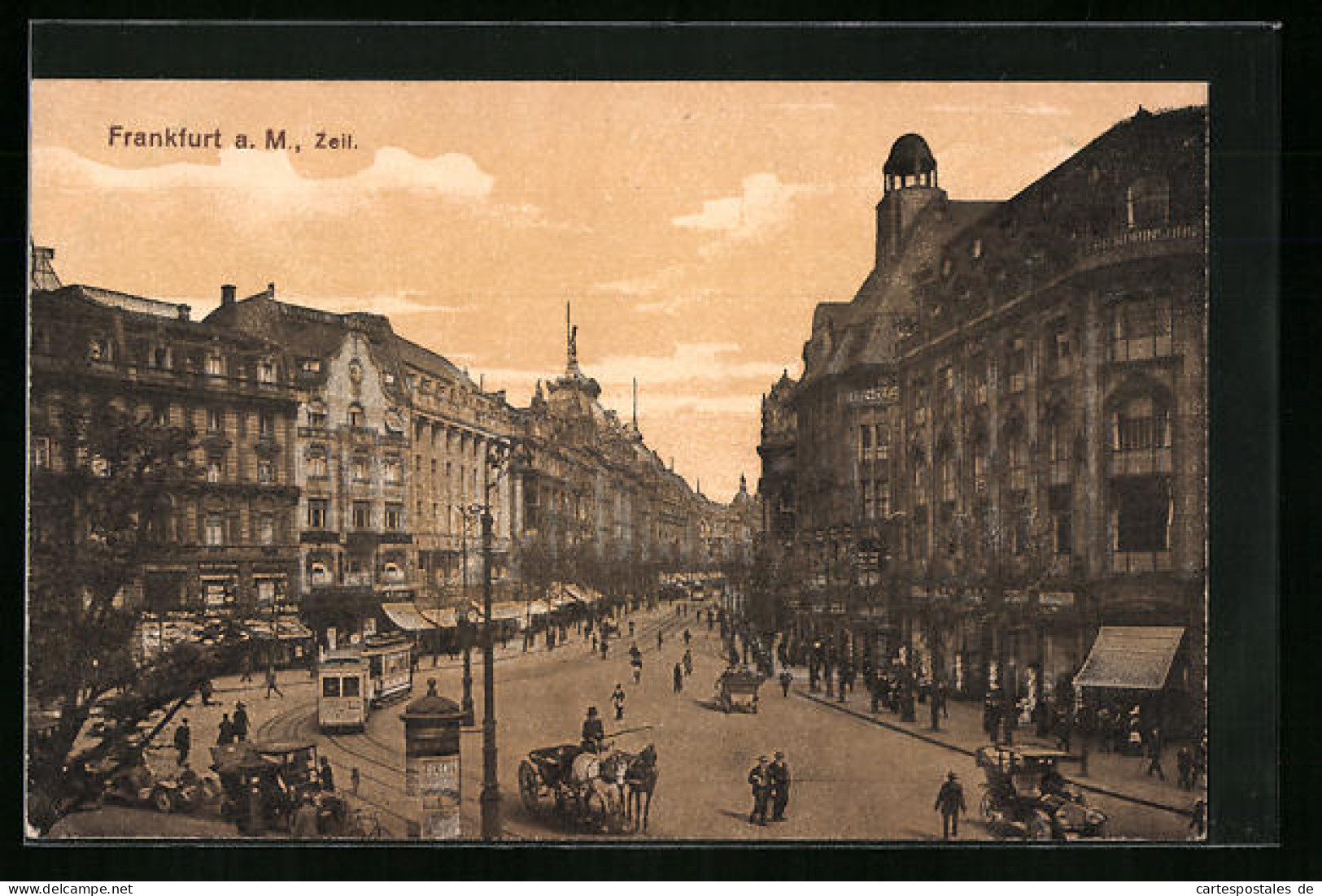 AK Frankfurt A. M., Zeil Mit Geschäften Und Strassenbahn  - Strassenbahnen