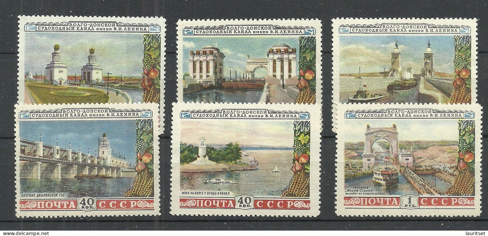 RUSSLAND RUSSIA 1953 Michel 1669 - 1674 Wolga-Don-Canal (*) Mint No Gum/ohne Gummi - Unused Stamps