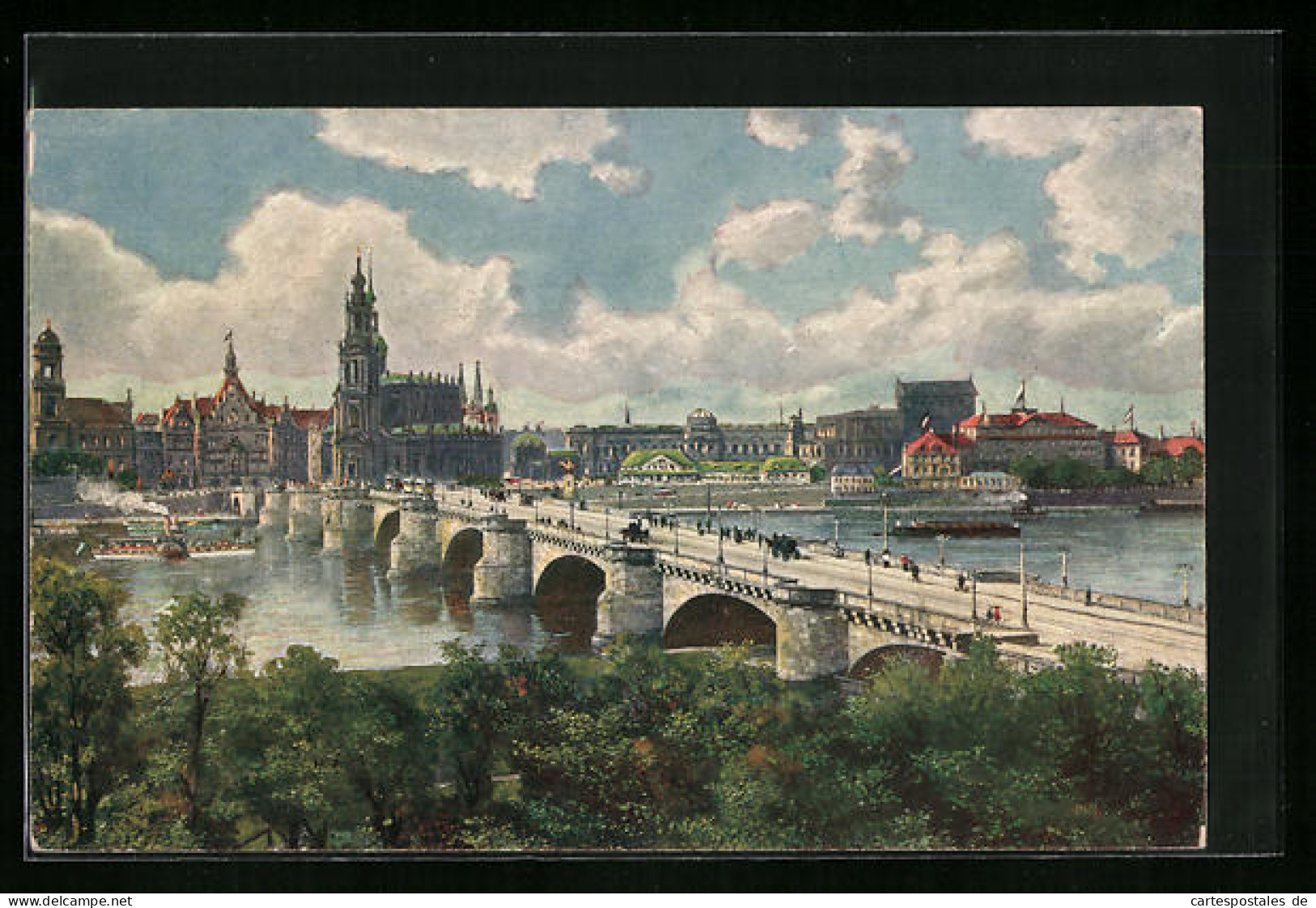 AK Dresden, König-Friedrich-August-Brücke, Schlossplatz Und Theaterplatz  - Dresden