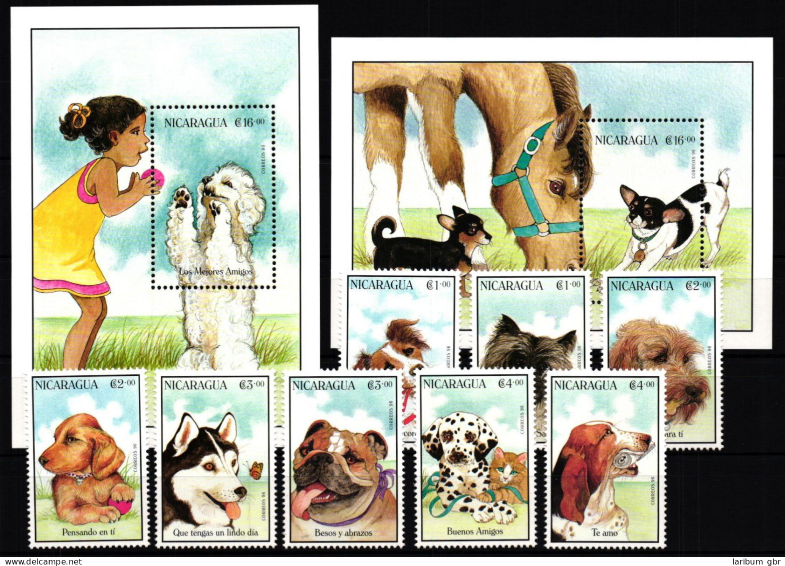 Nicaragua 3732-3739 + Block 256-257 Postfrisch Hunde #JV217 - Nicaragua