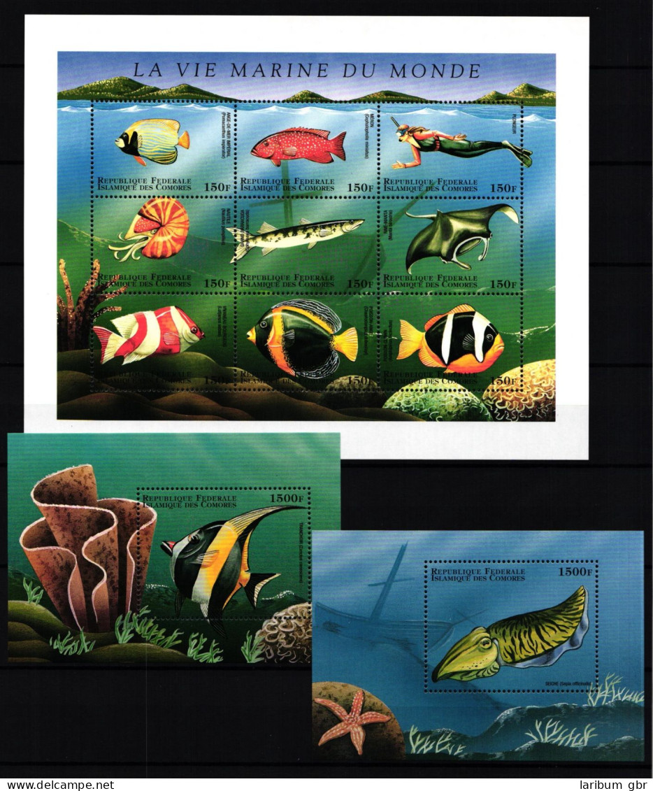 Komoren 1228-1236 + Block 385-386 Postfrisch Fische #JV266 - Komoren (1975-...)