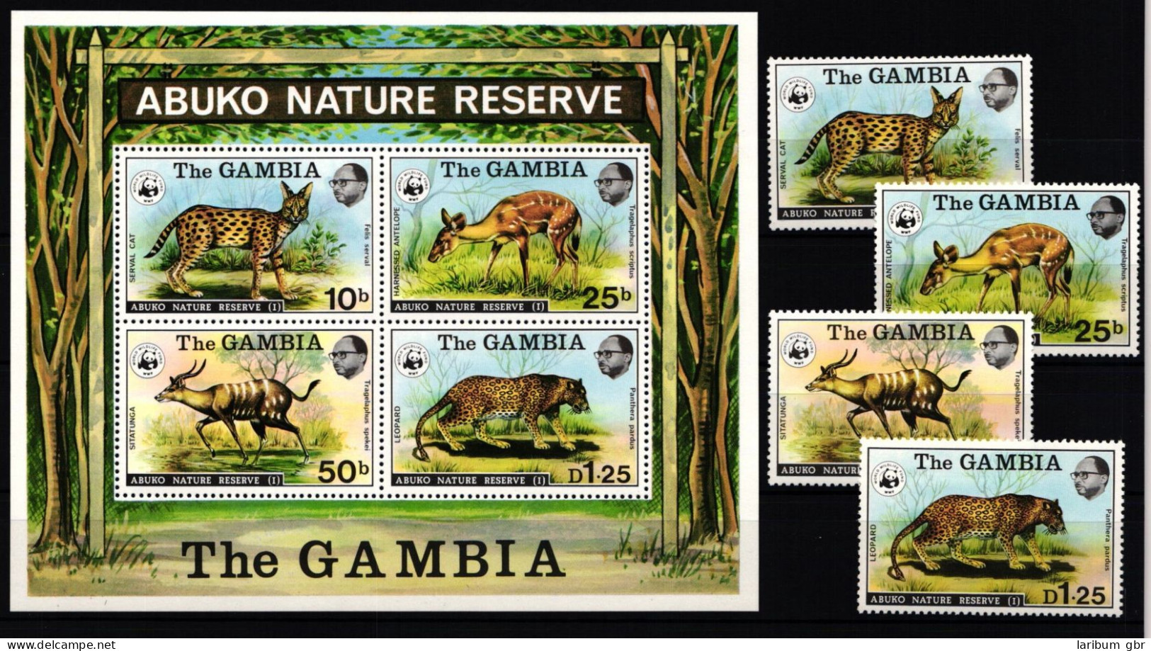 Gambia Block 2 + 332-335 Postfrisch Wildtiere #JV276 - Gambia (1965-...)