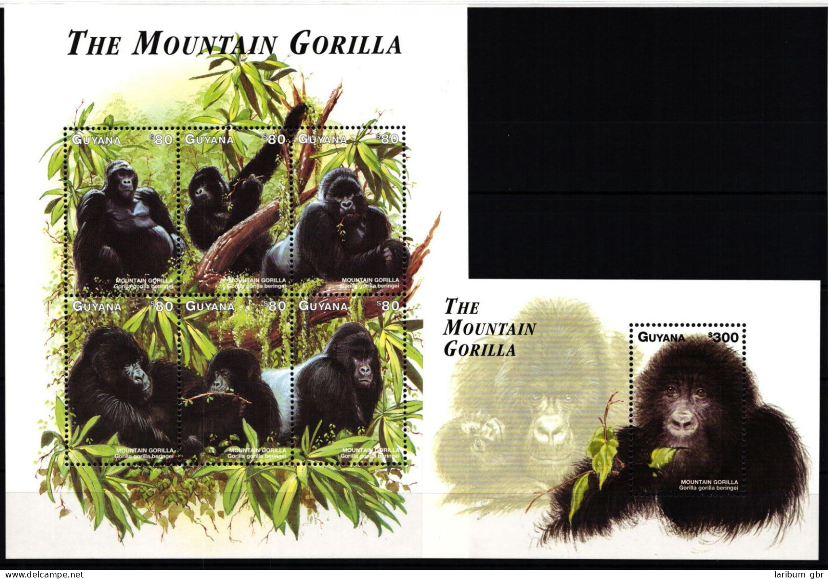 Guyana 693-698 + Block 566 Postfrisch Berggorillas #JV246 - Guyana (1966-...)