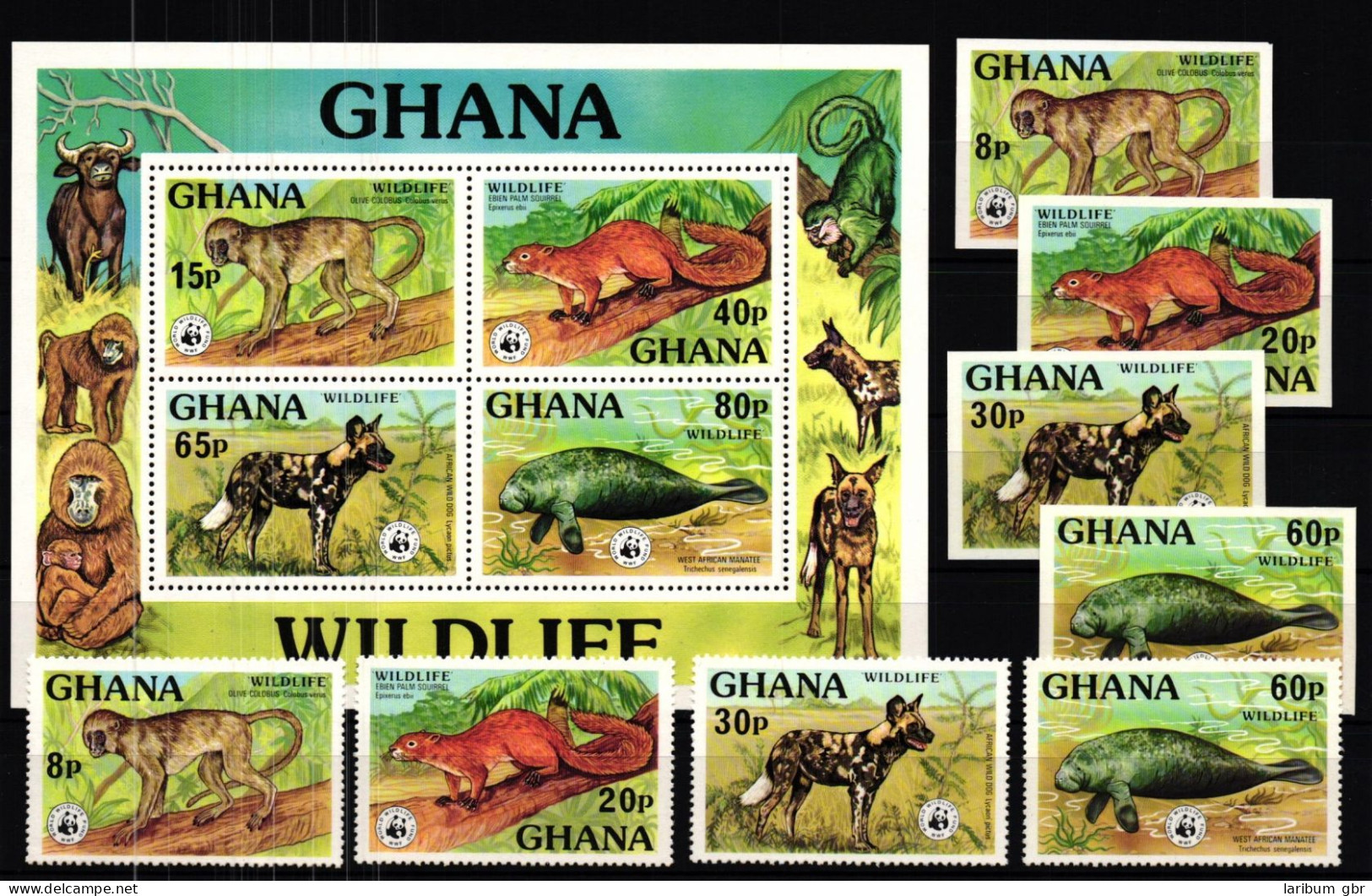 Ghana WWF Block 71 + 702-705 A+B Postfrisch Wildtiere #JV349 - Autres & Non Classés