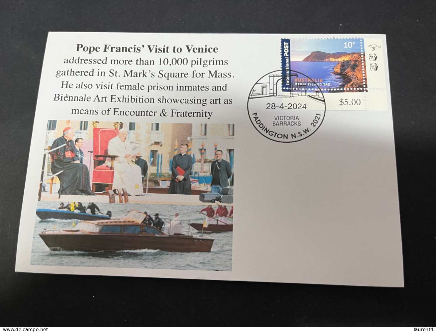 30-4-2024 (3 Z 26) Pope Francis Visit To Venice In Italy (28-4-2024) OZ Stamp (2 Covers) 5 Euro Visit Fee Paid ? - Christentum