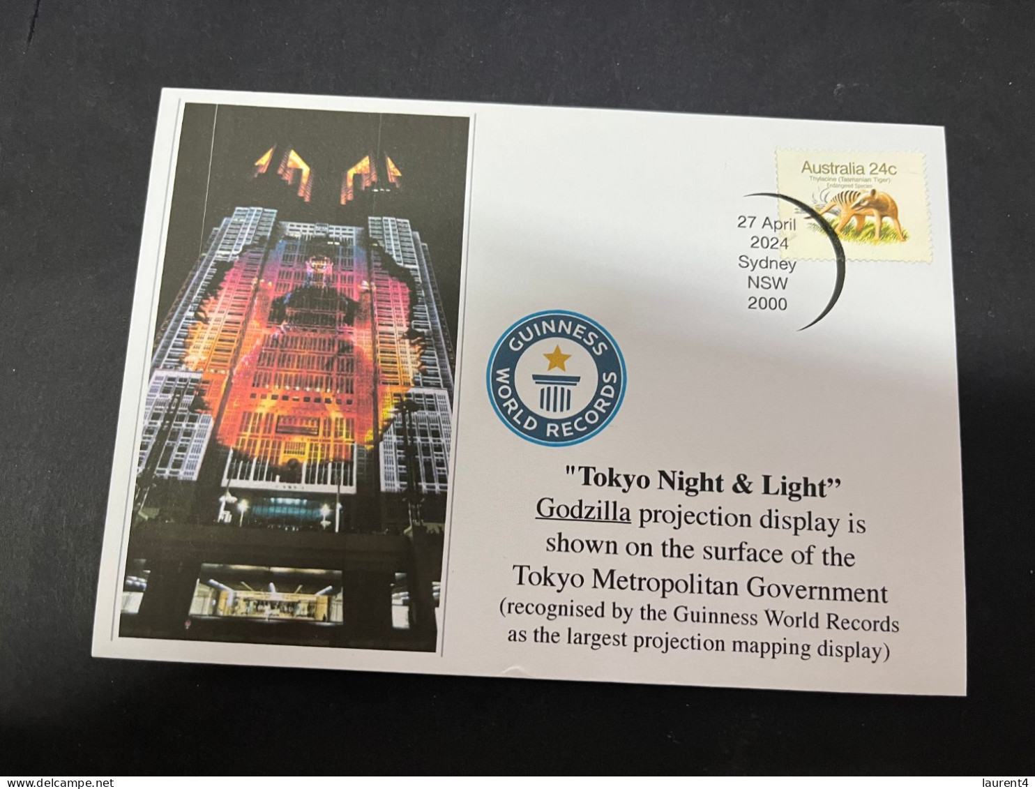 30-4-2024 (3 Z 26) Japan Godzilla At "Tokyo Night & Light" Awarded Guiness World Records Largest Mapping Display - Préhistoriques