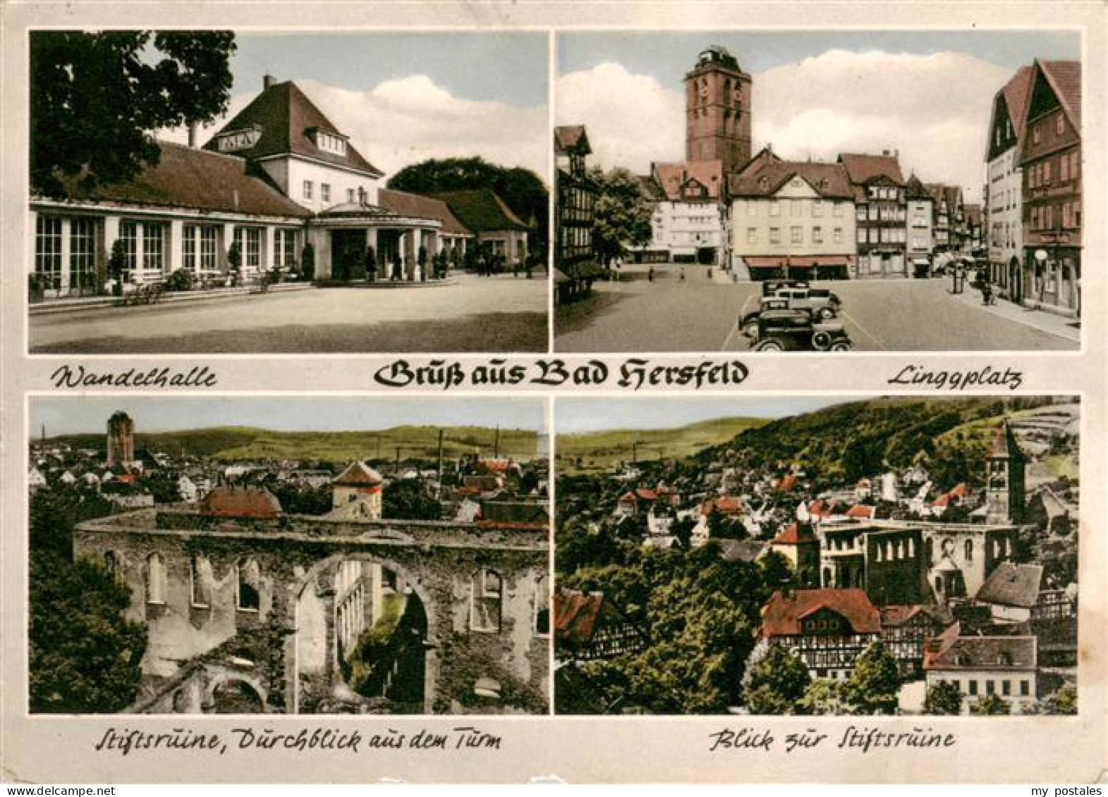 73900735 Bad Hersfeld Wandelhalle Linggplatz Stiftsruine Blick Aus Dem Turm Pano - Bad Hersfeld