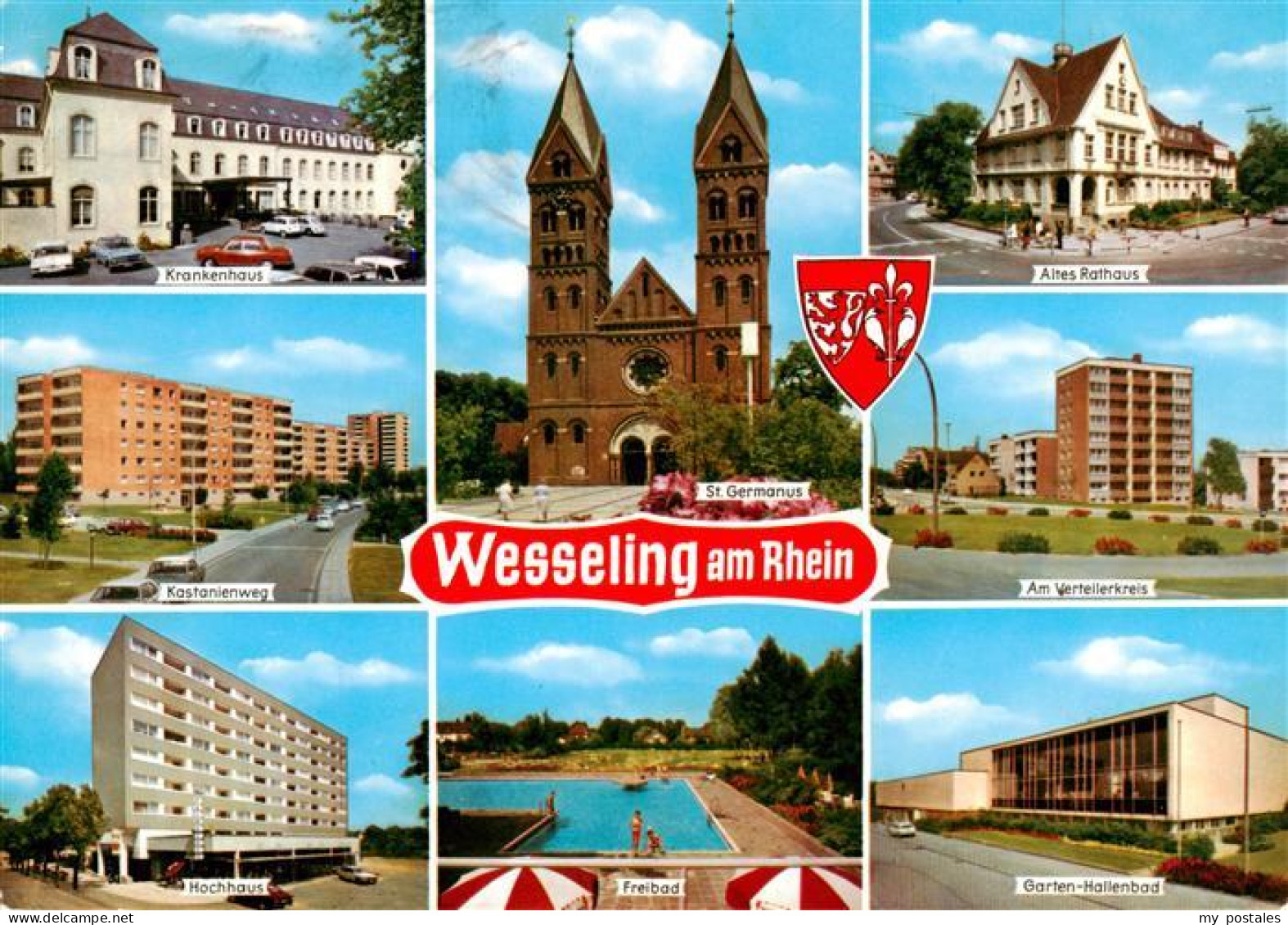 73900652 Wesseling Krankenhaus Kastantienweg Hochhaus St Germanus Kirche Altes R - Wesseling
