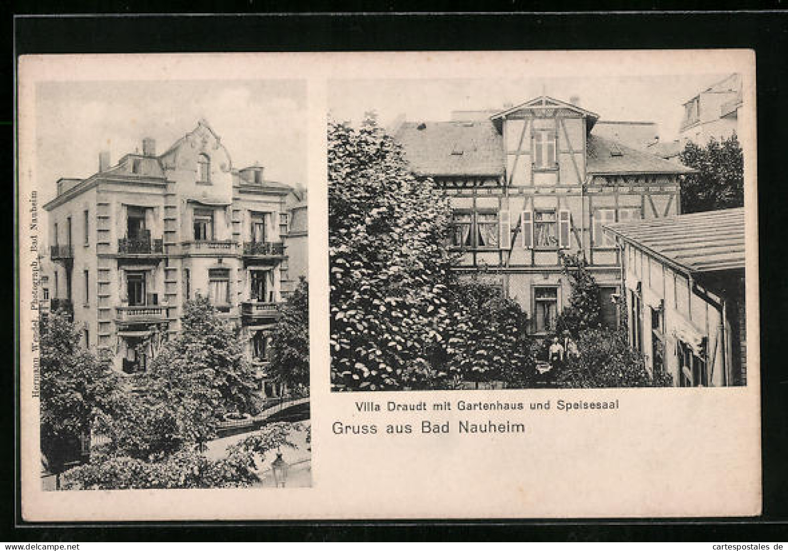 AK Bad Nauheim, Hotel Villa Draudt Mit Gartenhaus Aus Der Vogelschau  - Bad Nauheim