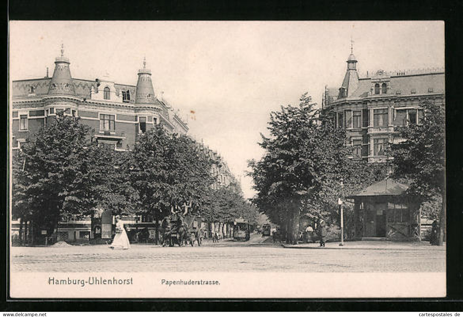 AK Hamburg-Uhlenhorst, Papenhuderstrasse Mit Strassenbahnen Und Kutsche  - Nord