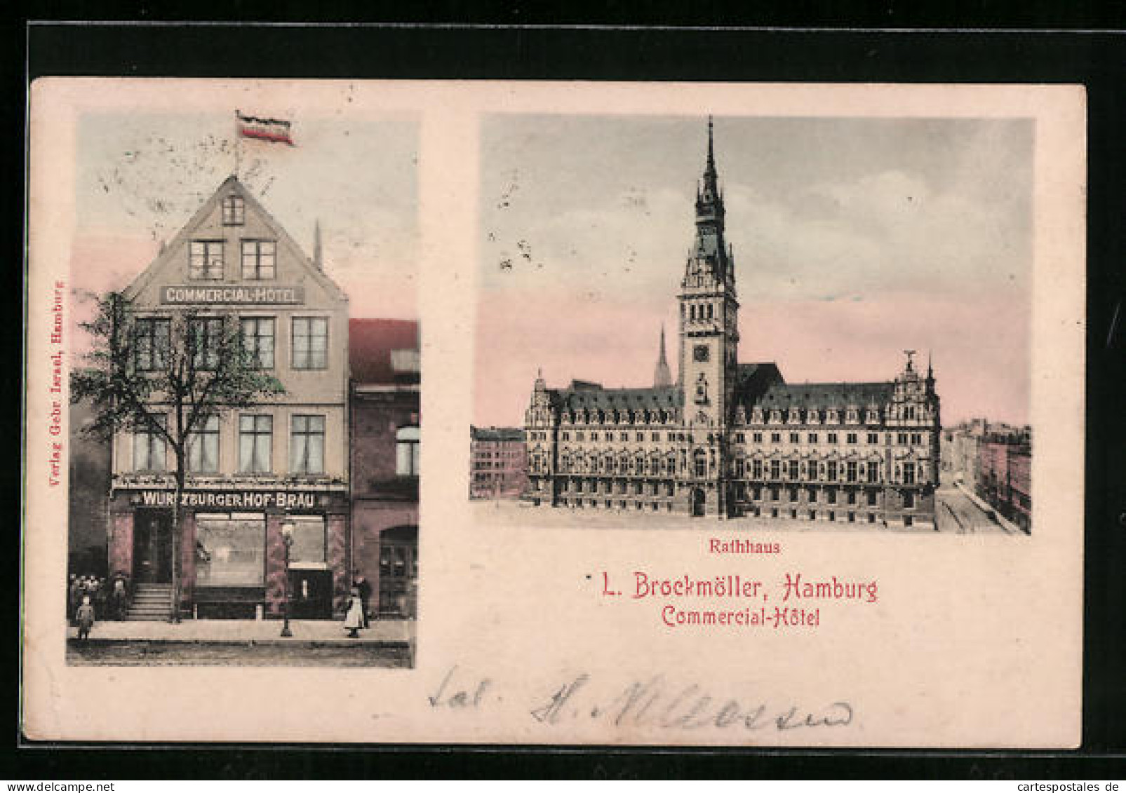 AK Hamburg, Commercial-Hotel Von L. Brockmöller, Rathaus  - Mitte