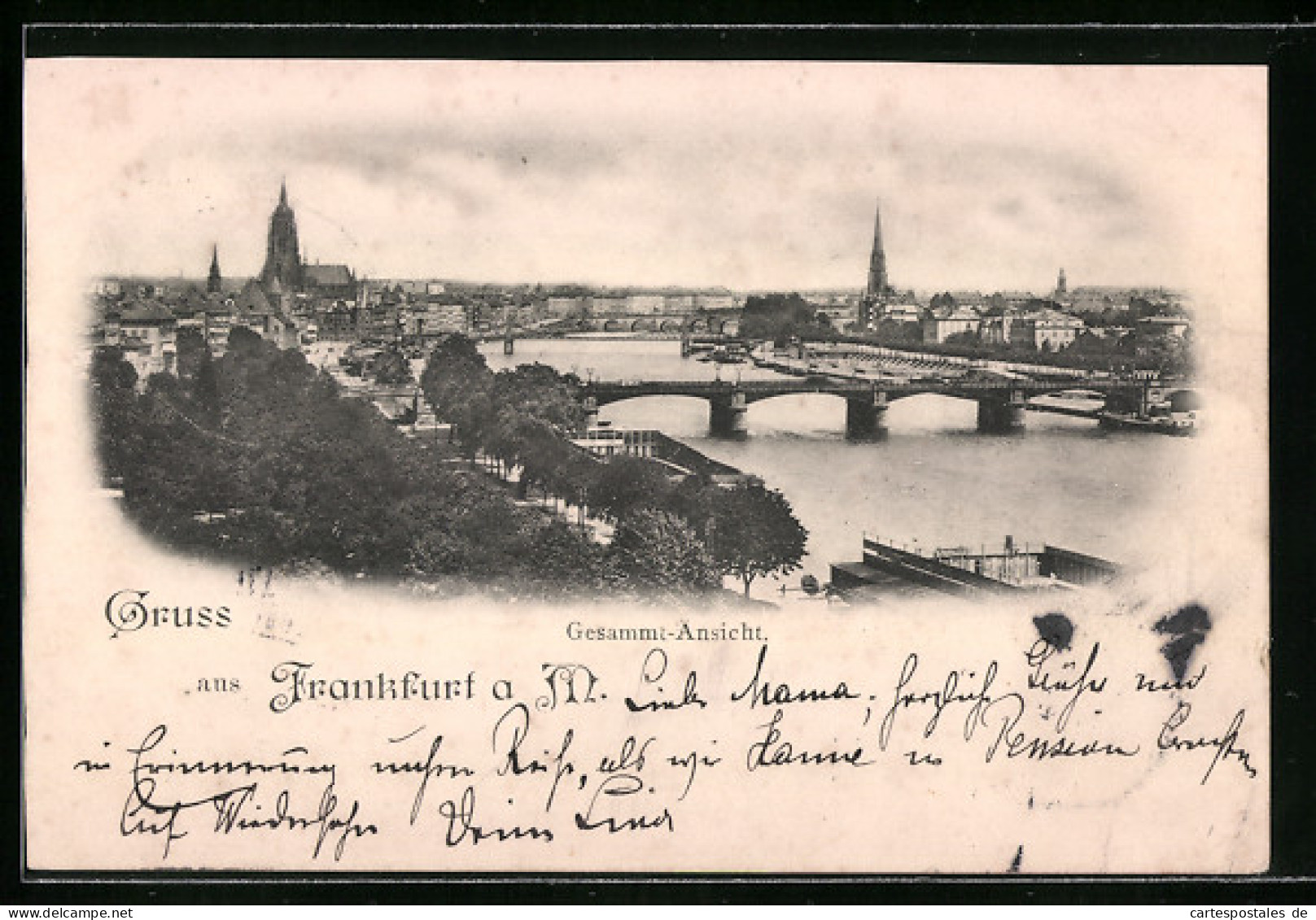 AK Frankfurt A. M., Totalansicht Mit Brücke  - Frankfurt A. Main