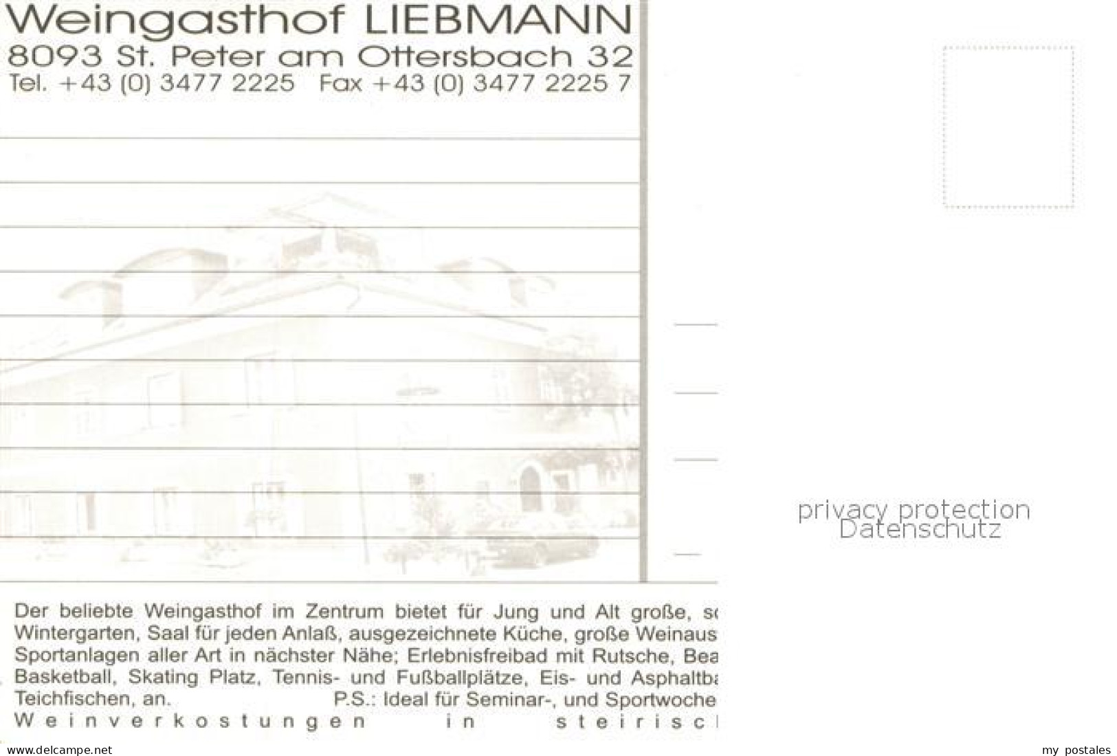 73704590 Sankt Peter Ottersbach Weingasthof Liebmann Gastraum Festsaal Sankt Pet - Sonstige & Ohne Zuordnung