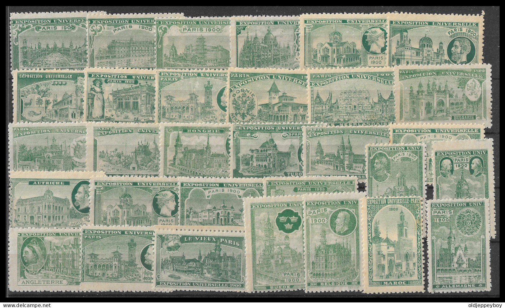 EXPO PARIS France 1900 EXPOSITION UNIVERSELLE  Vignetten VIGNETTE SET OF 31  MNH** 24 COUNTRIES RARE - 1900 – Paris (France)