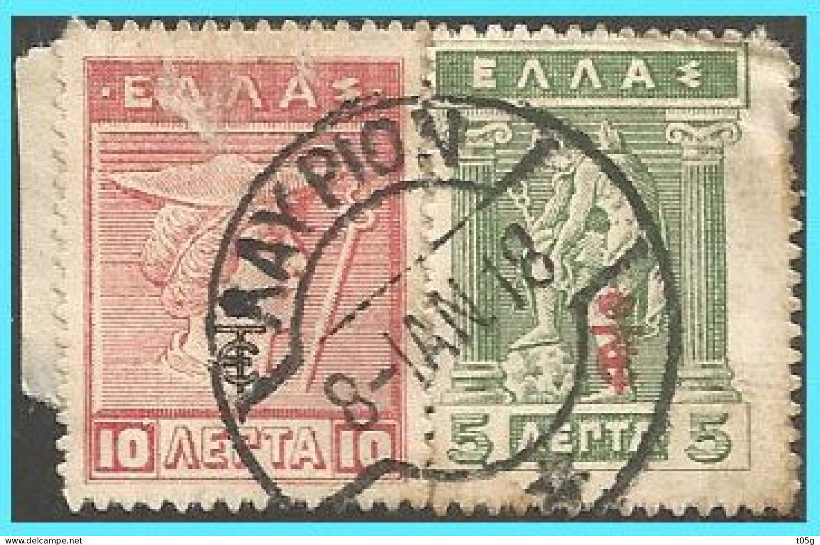 GREECE-GRECE- HELLAS 1913: Canc. (ΛΑΥΡΙΟΝ 8-ΙΑΝ-18) On 5λ+10λ Lithographic ΕΤ - Gebraucht