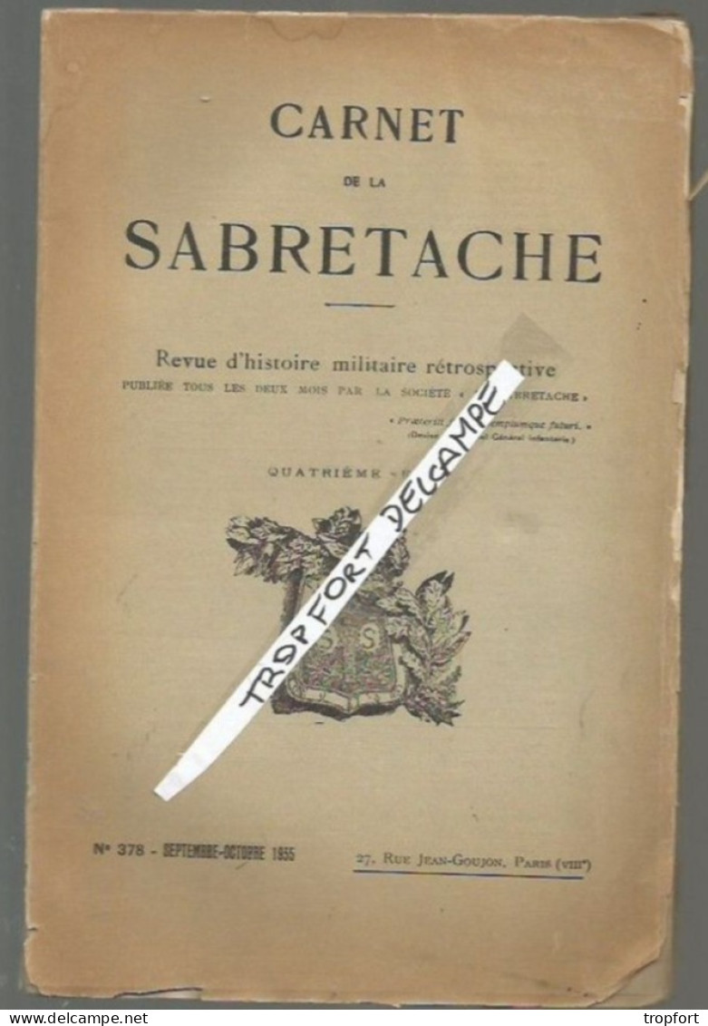 RT / CARNET DE LA SABRETACHE 1935 N°378 SEPT OCTOBRE 1935 MILITARIA GUERRE / REVUE MILITAIRE - Weltkrieg 1939-45
