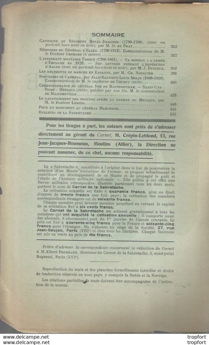 RT / CARNET DE LA SABRETACHE 1935 N°378 SEPT OCTOBRE 1935 MILITARIA GUERRE / REVUE MILITAIRE - Guerra 1939-45