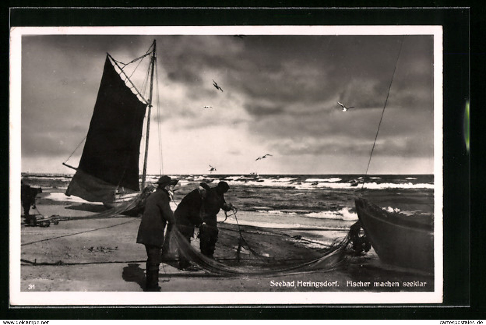 AK Heringsdorf, Fischer Am Strand Des Seebades  - Other & Unclassified