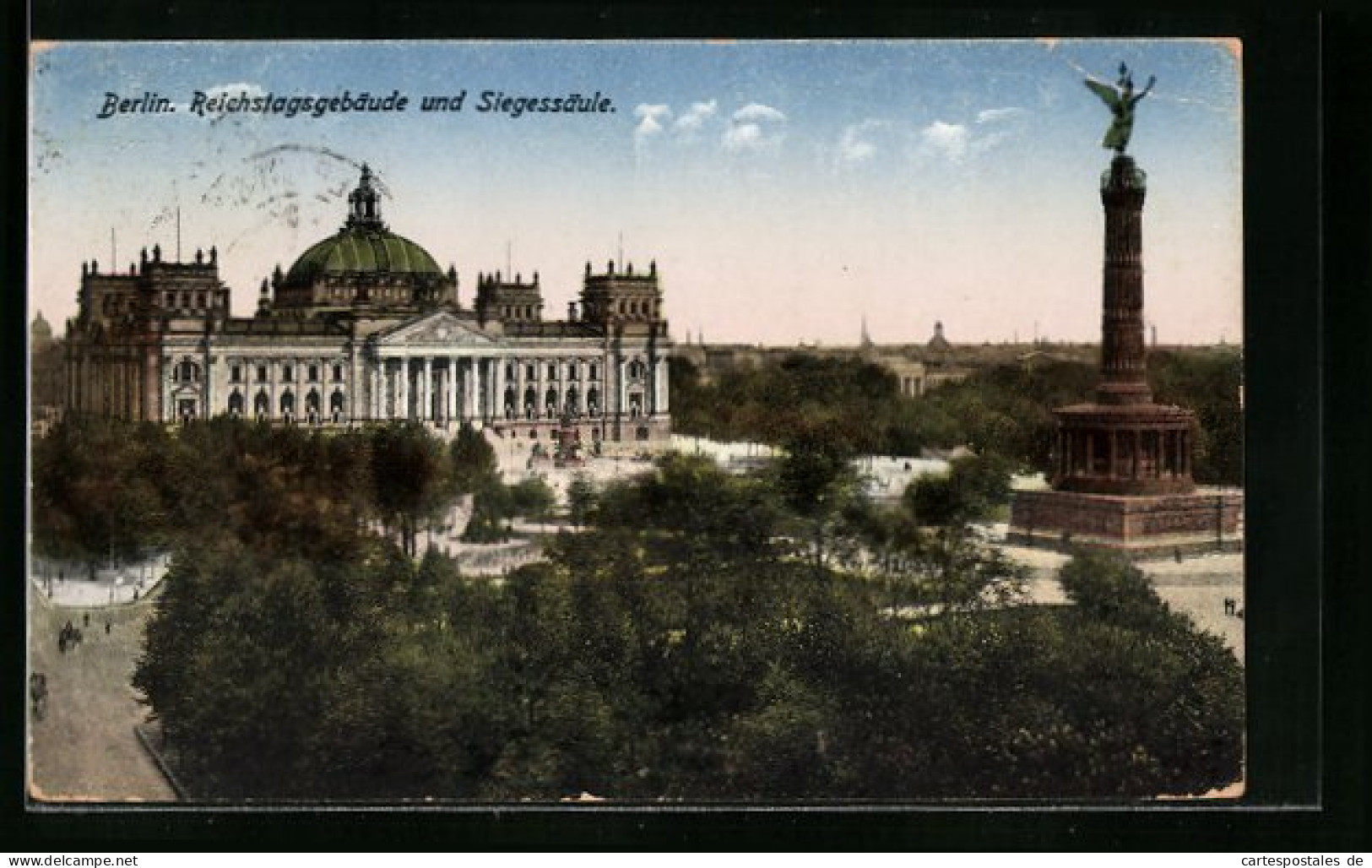 AK Berlin, Reichstagsgebäude Und Siegessäule  - Tiergarten