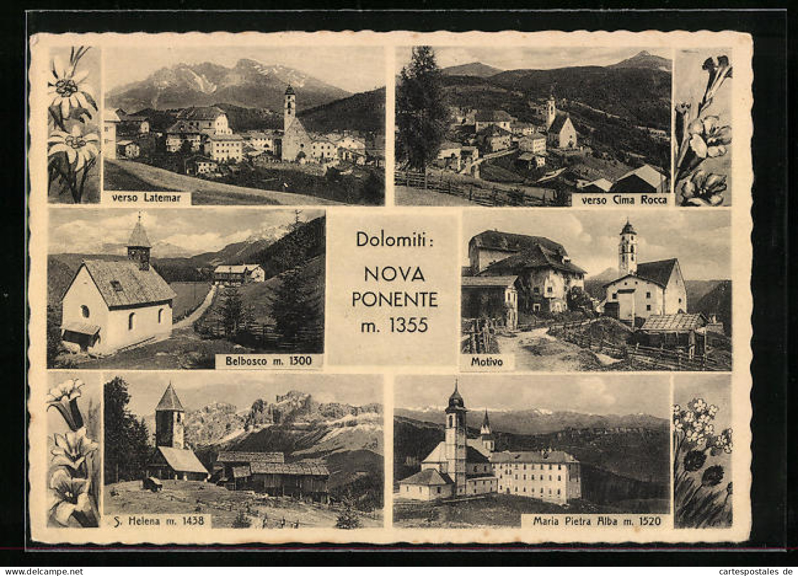 Cartolina Nova Ponente, Ortsansichten Mit Bergpanorama Und Kirchen  - Other & Unclassified
