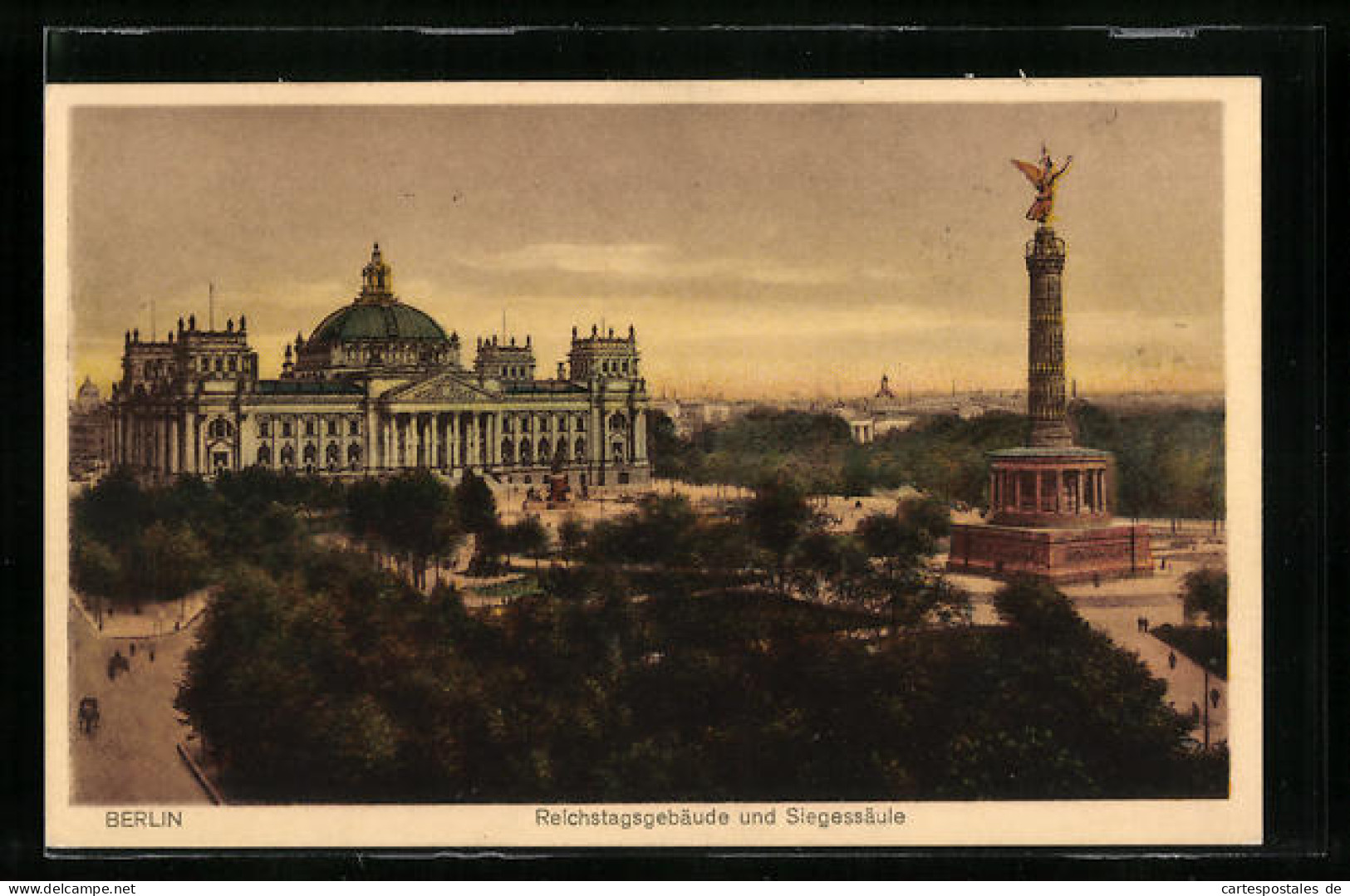 AK Berlin, Reichstagsgebäude Und Siegessäule  - Sonstige & Ohne Zuordnung