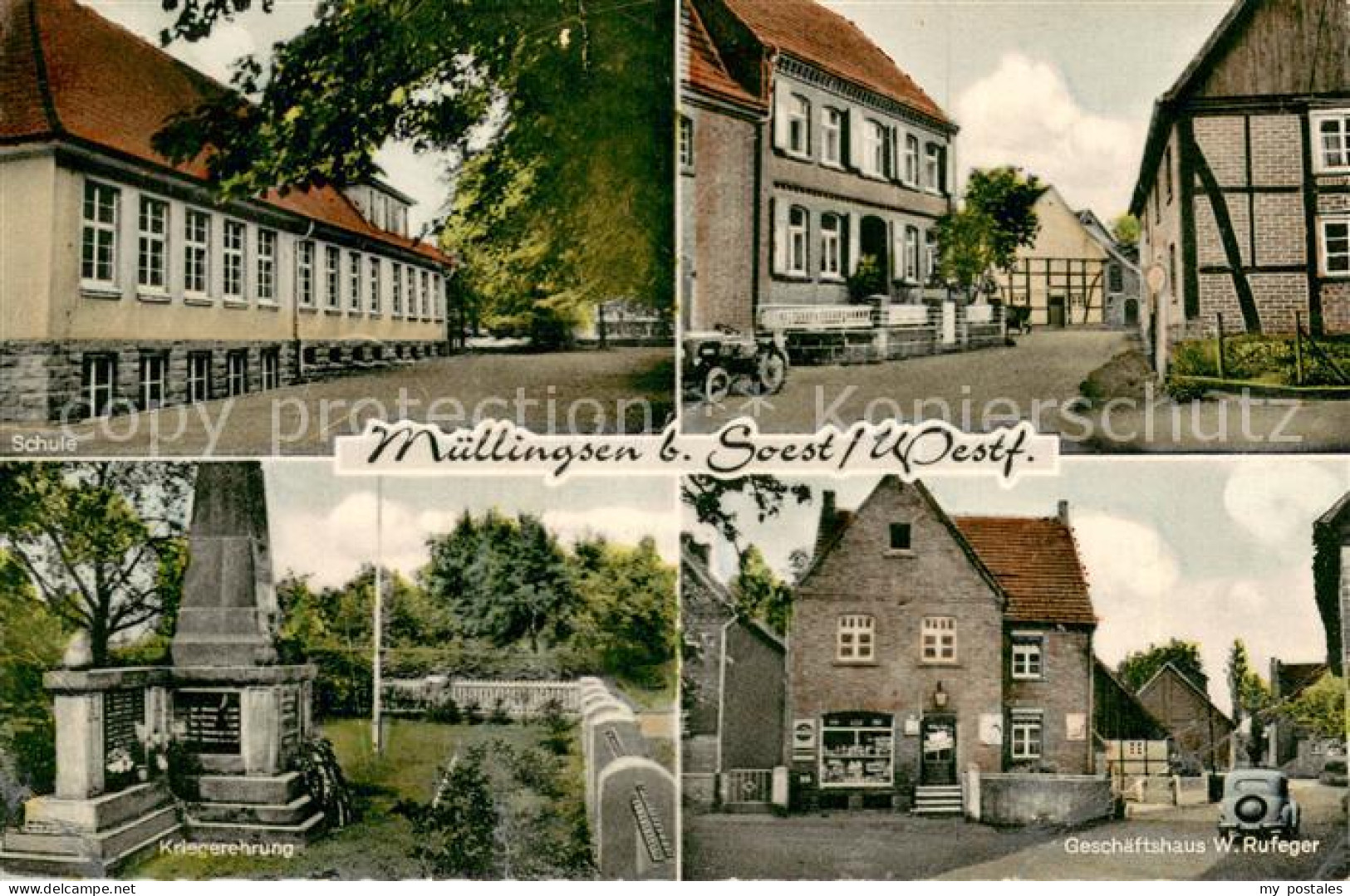 73703920 Muellingsen Kriegerehrung Schule Geschaeftshaus W. Rufeger Muellingsen - Soest