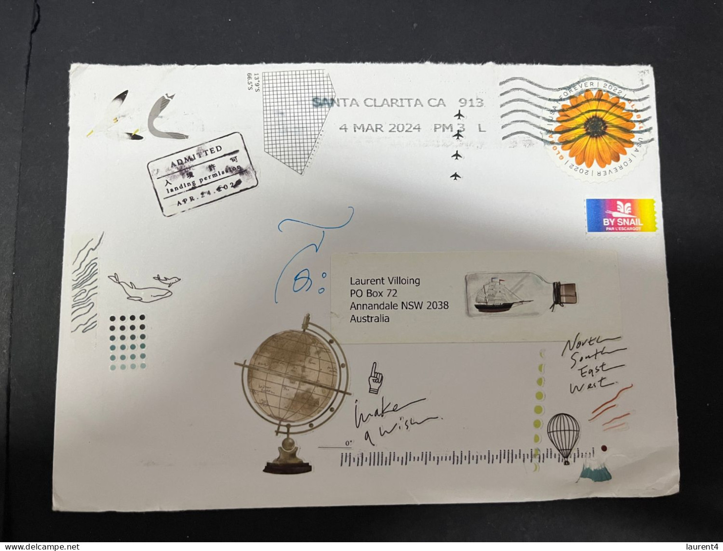 30-4-2023 (3 Z 27) Letter Posted From USA To Australia In 2024 (2 Covers) 18 X 13 Cm - Lettres & Documents