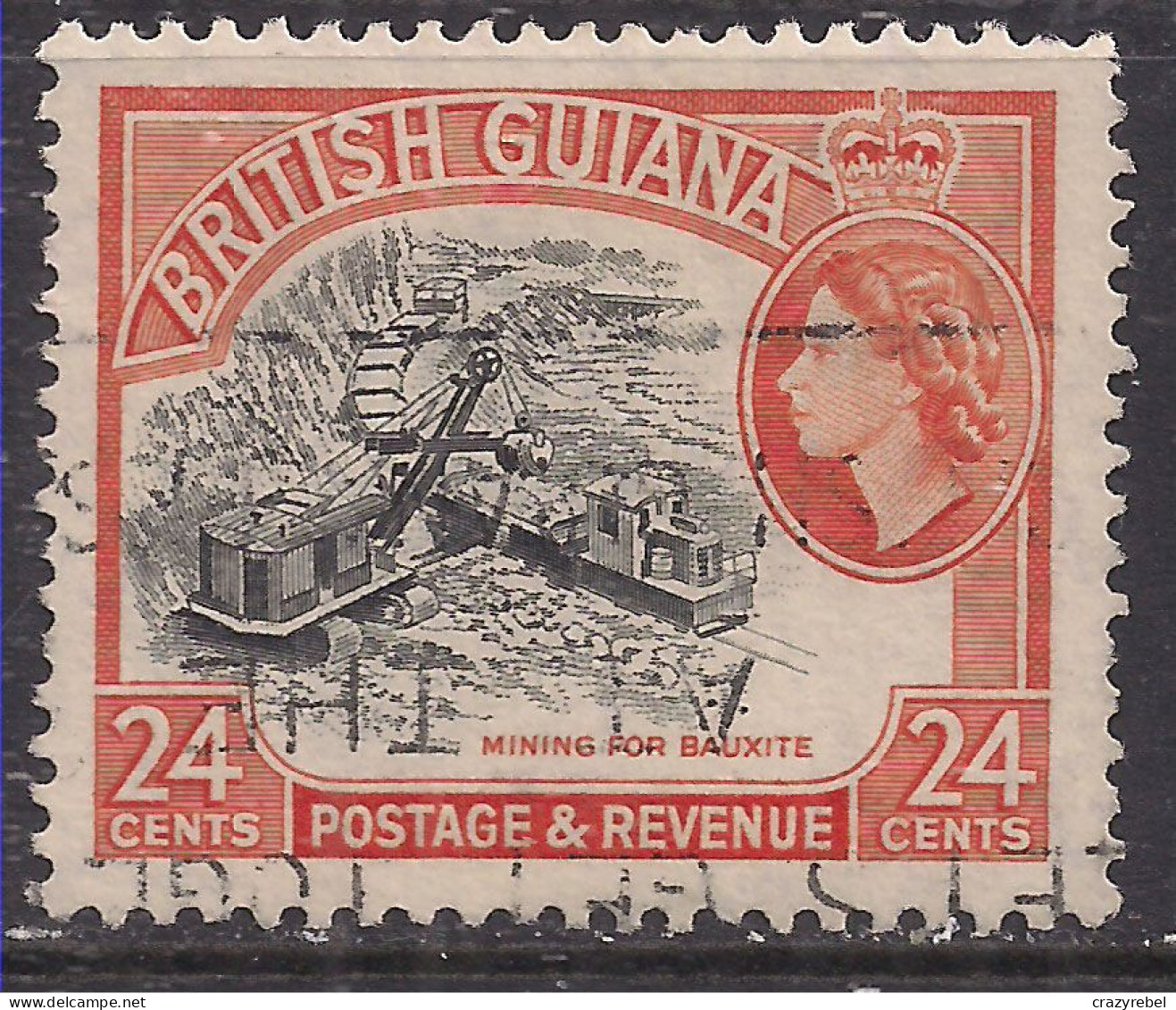 British Guiana 1954 - 63 QE2 24 Ct Mining Used SG 339 ( J1484 ) - Guyane Britannique (...-1966)