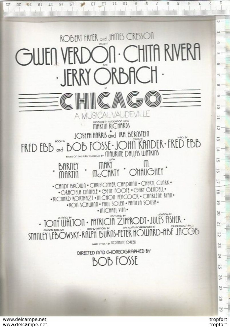 GG / PROGRAMME CHICAGO  A MUSICAL VAUDEVILLE BOB FOSSE JERRY ORBACH Theatre Girl Sexy Nude Nu Comedie - Programme